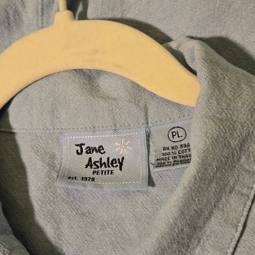 Jane Ashley Blue‎ Cotton Flamingo Chambray Set Top Pants PL Embroidery Sequin